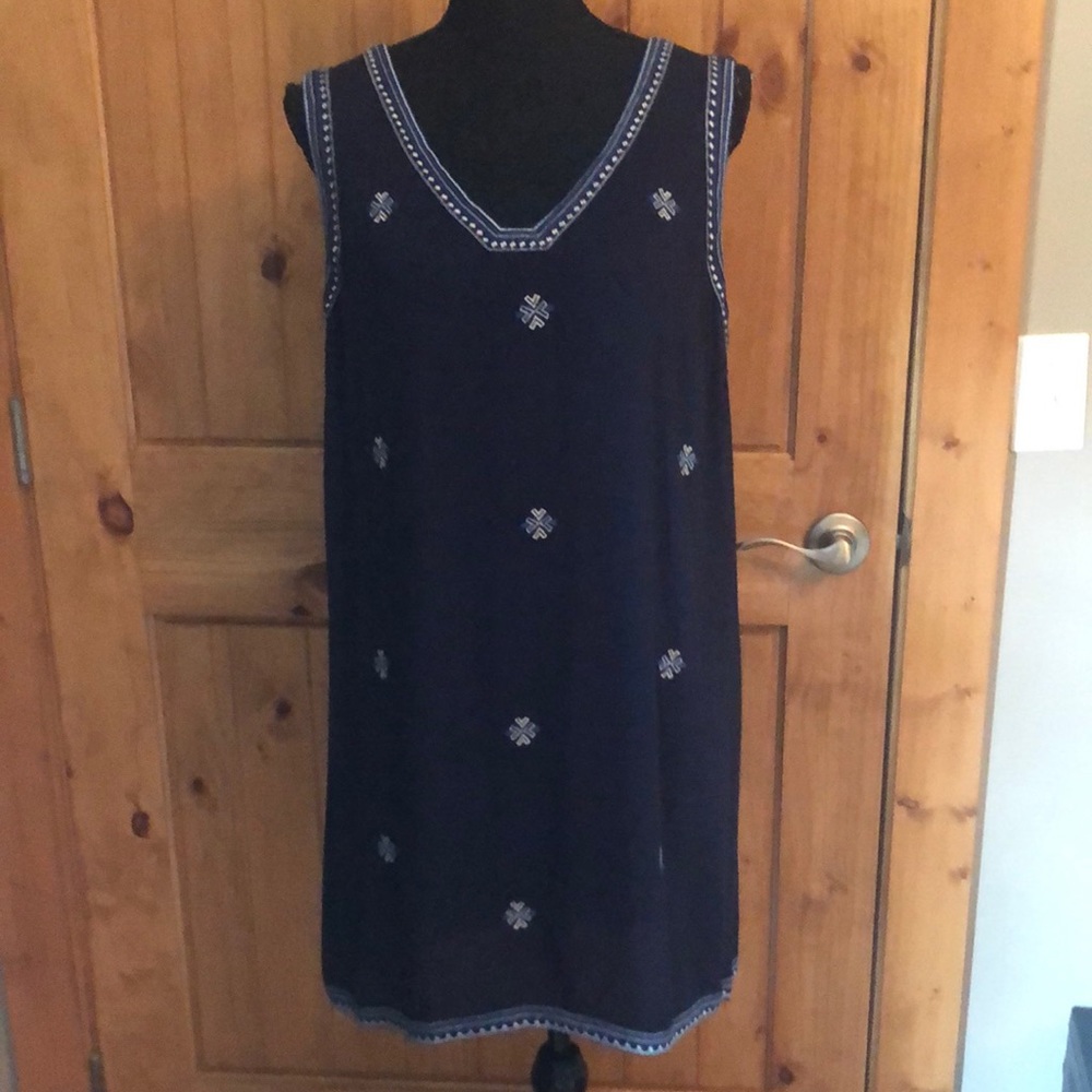 Skies are Blue  navy sleeveless embroidered dress